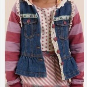 Matilda Jane Blue and Pink Jean Jacket with Knit Sleeves